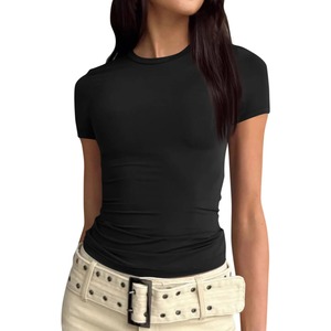 เสื้อยืดเข้ารูปสุดเซ็กซี่สำหรับผู้หญิงเสื้อยืดเอวลอยแขนสั้น - Product Image 2