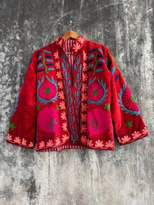 เสื้อแจ็คเก็ตยาวปักลายซูซานีผ้ากำมะหยี่พรีเมียม – เสื้อโค้ทโบฮีเมียนลายดอกไม้สไตล์ชาติพันธุ์ทำมือสำหรับผู้หญิง - Product Image 5