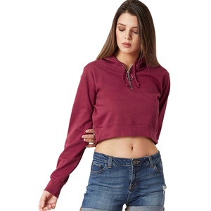 Sweat-shirt à capuche à manches longues avec logo personnalisé pour femmes, haut court thermique décontracté, style Street-Wear pour l'hiver - Product Image 6