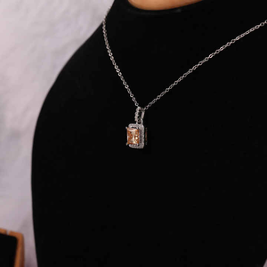 จี้เพชรทรงปรินเซสขนาดเล็ก ดีไซน์ใหม่ เรียบหรู ชุบทองคำขาว 14KT สำหรับผู้หญิง เหมาะสำหรับเป็นของหมั้น - Product Image 4