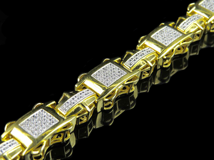 S925 argent Sterling plaqué or coupe ronde 2 CT VVS1-VVS2 Moissanite Prong Setting classique Ice Out bracelets porte-bonheur pour homme - Product Image 3