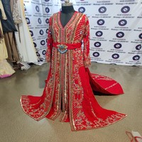 Kaftan incroyablement richement perlé, accessoire traditionnel marocain musulman, ensemble Abaya Hijab en coton pour adultes, idéal pour les fêtes ou le quotidien