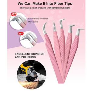Pinces à épiler pour extensions de cils en acier inoxydable de haute qualité, pointe pointue, pointe en fibre, prix bas, marque privée, outil de beauté, utilisation en salon - Product Image 4