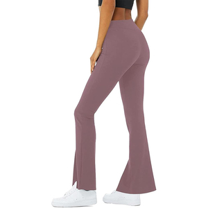 Leggings de yoga pour femmes à taille haute et coupe bootcut avec ourlet fendu, pantalon de sport ajusté - Product Image 6