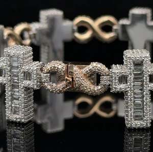 VVS Moissanite 14k Gold and Diamond <b>Cross</b> <b>Bracelet</b> Elegant Fine Pendants & Charms - Product Image 2