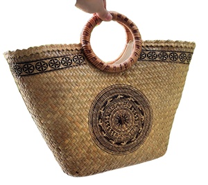 Handmade <b>Straw</b> Beach Tote <b>Bag</b> Woven Grass Handbag Market Shopping Gift <b>Bag</b> - Product Image 2