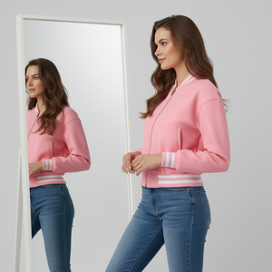 Vente en gros de haute qualité broderie personnalisée Letterman et veste de baseball veste universitaire en cuir mince pour les femmes - Product Image 5