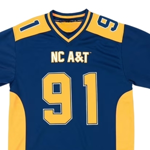 NC A & T Camiseta de fútbol azul 100% Tela de punto de algodón Respetuoso con el medio ambiente Logotipo impreso transpirable Tallas grandes Estilo casual - Product Image 2
