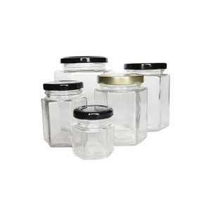 La mayoría del tarro de vidrio hexagonal de diseñador Entrega rápida Contenedor de dulces de té de alimentos secos 200ml 6oz 8oz 300ml 500ml Tarro - Product Image 6