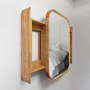 Modern Multi-Purpose Luxury <b>Bathroom</b> Storage Wooden Mirror for Apartment and Hotel Use - Product Image 5