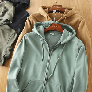 <b>Men's</b> Full Zipper 100% Cotton <b>Hoodie</b> Regular Fit Heavyweight Fleece Winter Breathable Street Grey <b>White</b> <b>Zip</b> Hoodies - Product Image 2