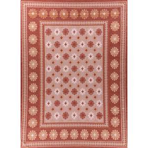 Alfombras de Lana Hechas a Mano Alhambra, Diseño de Tejido Plano, Rosa, Morado, Geométrico, Abstracto, para el Hogar, Rectangular, para Pasillo, Felpa, para Sala de Estar - Product Image 1