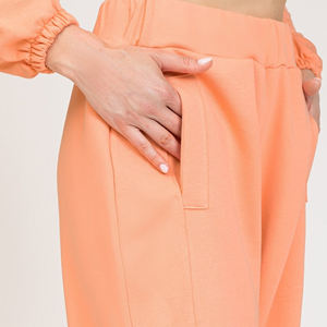 Pantalons de survêtement amples et décontractés pour femmes, couleur unie, taille élastique, devant plat, respirants, 100% coton molletonné, décontractés, hiver - Product Image 4