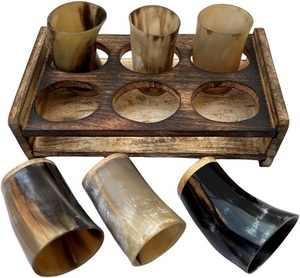 Tasses en corne Viking Tasses à corne à boire naturelles Cadeaux pour les fêtes pour les fans de Game of Thrones Sublimation d'agate vierge, bricolage - Product Image 4