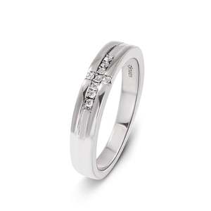 Jeulia Vintage Round Cut Sterling <b>Silver</b> Men's Wedding Band with Natural Zircon - Product Image 2