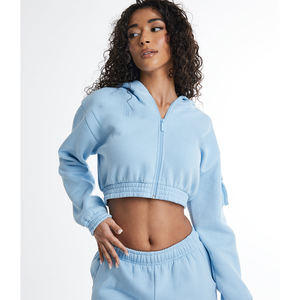 Ensemble de survêtement respirant en coton 100 % pour homme, style streetwear personnalisé, avec pantalon de jogging zippé en polaire et sweat à capuche court taille haute - Product Image 3