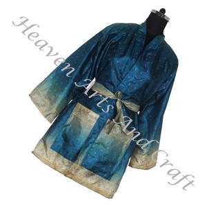 KS005 Beachwear <b>Vintage</b> Sari Kimono Short Manufacturer of Beachwear <b>Vintage</b> Sari Kimono Short <b>Cardigan</b> <b>Vintage</b> Sari Kimono Short - Product Image 1