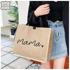 Vente en gros Mama Sacs fourre-tout en toile imprimée Toile recyclée de qualité supérieure avec motif imprimé Sac à main réutilisable avec logo personnalisable - Product Image 5