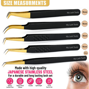 Pince à épiler d'isolation de cils pointe de fibre pince à épiler d'extension de cils droite antistatique pince à cils incurvée de précision industrielle - Product Image 5