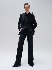 ชุดเสื้อผ้า2ชิ้นสีขาวขาวชุดสตรีกางเกงขาบานเอวสูงสไตล์หรูหรา - Product Image 4