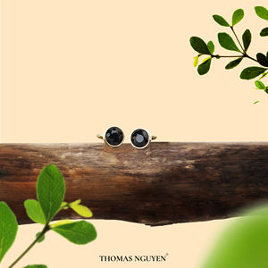 Mancuernillas Premium de Oro de 18K para Hombre con Meteorito Negro Fengshui - MSDADEG005 |   Colección Tinh Vu |   Vietnam - Product Image 4