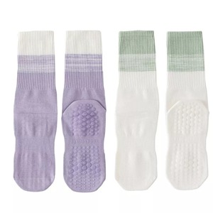Wholesale Breathable Pastel Cotton Mid-Calf <b>Grip</b> <b>Socks</b> for Youth Girls Non-Slip Full Sole Dots for Yoga Pilates Home Indoor - Product Image 1