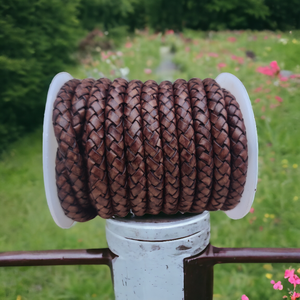 Cordón de Bolo trenzado de cuero de vaca redondo tostado hecho a mano para la fabricación de joyas hallazgos de moda y esenciales tamaños 3mm-12mm - Product Image 3