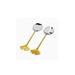 Madera con mango combinado de resina Espejo de acero inoxidable Juego de servir ensalada pulida a mano de dos piezas - Product Image 5