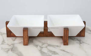 Juego de 2 cuencos de comida para mascotas Vintage XL, acero blanco recubierto de polvo redondo con diseño elegante de estampado de pata para perros, uso en el hogar y el jardín - Product Image 3