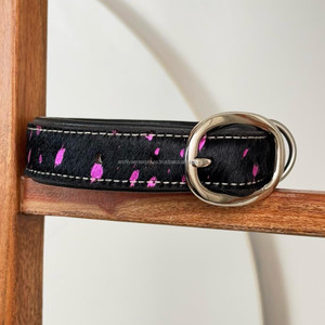 Accessoires pour animaux de compagnie ODM OEM collier de chien en cuir de vachette métallisé avec boucle en métal et anneau en D collier pour animaux de compagnie en cuir véritable écologique - Product Image 5