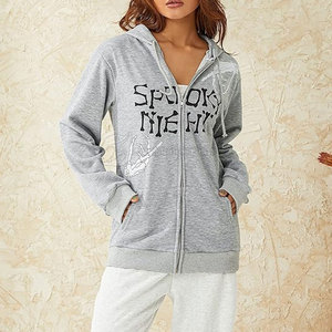 Sweat-shirts à capuche surdimensionnés en molleton 100 % coton pour femmes, style hiver, grandes tailles, doublés, avec logo personnalisé et strass, vente en gros - Product Image 6