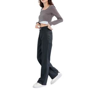 Personalización 100% poliéster Casual pantalones de pierna ancha para mujer ropa de cuero sintético cintura media suelta Hip Hop para todas las estaciones - Product Image 2