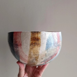 Bol décoratif en marbre multicolore Plat de centre de table en pierre élégant pour la maison Table Salon Cuisine et intérieur moderne - Product Image 1