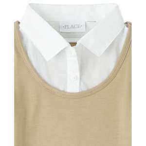 2 1 Tan Ponte ถักเครื่องแบบนักเรียนหญิงเสื้อสวมหัวปิดปกกระดุมผ่าแขนสั้นยาวเหนือเข่าสำหรับ - Product Image 3