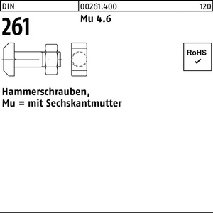 สกรูหัวค้อน DIN 261 M 12 X 60 MU 4.6 ชุด 10 ชิ้น - Product Image 1