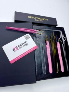 Pince à épiler pour cils GETUP BROSONS IMPEX de haute qualité en acier inoxydable, anti-magnétique, anti-statique, pointe lisse de 10 mm, poignée diamantée - Product Image 4