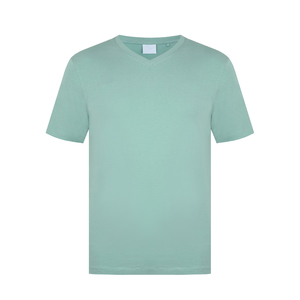 T-shirt noir à col en V pour hommes en coton T-shirt vierge décontracté de haute qualité en gros - Product Image 1