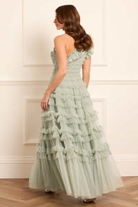 Robe personnalisée sans manches à une épaule pour femmes avec volant élégant pour les cocktails de soirée Logo avant inclus - Product Image 4