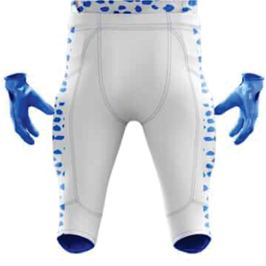 Conjunto de uniforme personalizable de fútbol americano azul real y blanco para hombre, pantalones cortos de Jersey, costuras de sarga transpirables duraderas - Product Image 5