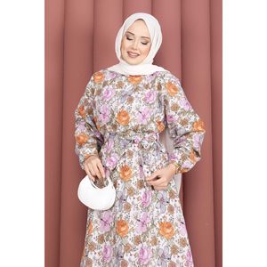 Robe à ceinture à motifs floraux violets, décontractée et tendance pour femmes, respirante et durable, taille XS, pour la journée ou les vacances - Product Image 2