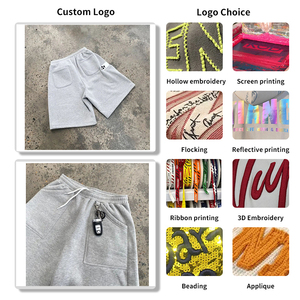 Pantalones cortos Vintage para hombre con bolsillo de serigrafía personalizada, pantalones cortos de algodón para correr franceses - Product Image 2