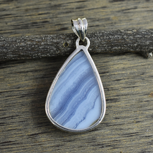 Collier en argent sterling 925 massif avec pendentif en agate bleue en dentelle faite à la main, style bohème, 3 grammes - Product Image 4
