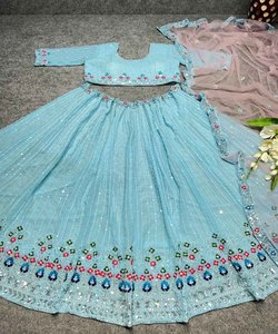 Precio al por mayor en el trabajo de secuencia de bordado de Georgette XXL de moda Lehenga Choli con ropa de fiesta étnica Dupatta ApparelGarment - Product Image 2