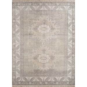 Tapis en laine noué à la main Erbe AKWL-1276, motif médaillon gris et noir, puzzle rectangulaire pour salon, couloir, 9x12 rectangulaire - Product Image 1