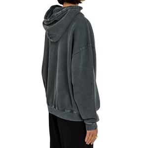 เสื้อฮู้ดดี้ผู้หญิงสไตล์วินเทจแบบย้อมสีเอซิด ผ้าเทอร์รี่บุซับใน ทรงโอเวอร์ไซส์ แบบดิสเทรส ผลิตตามสั่ง ขายส่งจำนวนมาก รับผลิตเสื้อผ้า OEM - Product Image 2