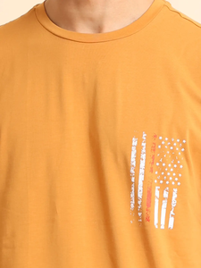 เสื้อยืดคอกลมแขน100% ผ้าฝ้ายคุณภาพสูงคอกลมทรงโอเวอร์ไซส์พิมพ์ลายสีน้ำตาลโคลนยืดได้เพื่อความสบายและสไตล์ที่ดีที่สุด - Product Image 3