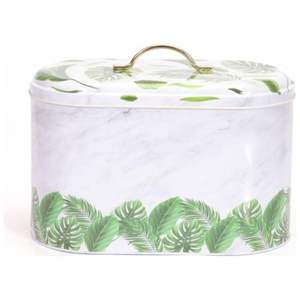 Caja de pan de metal de 178x338x200mm con patrón de hojas Capacidad de 9.8L Almacenamiento de alimentos y contenedor con asa - Product Image 1