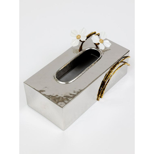 กล่องทิชชู่ทองเหลืองและอลูมิเนียมลายกุหลาบโบราณกล่องใส่กระดาษทิชชู่ - Product Image 2