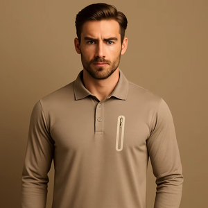 Logotipo personalizado de alta calidad negro de secado rápido rendimiento atlético Golf desgaste manga larga Polo camisetas de manga larga para hombres - Product Image 1