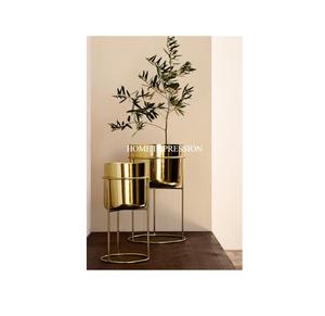 Lot de 2 pots de fleurs en métal chromé de taille personnalisée pour la décoration de jardin en plein air, durables, respectueux de l'environnement et légers - Product Image 1